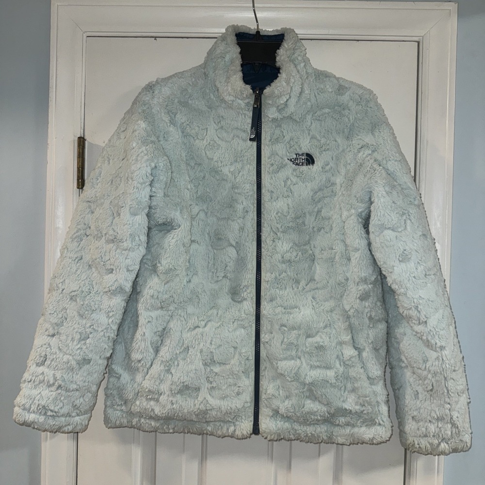 The North Face Reversible Mossbud Swirl Insulated Jacket Girls XL 18 Blue/Teal - Picture 12 of 16